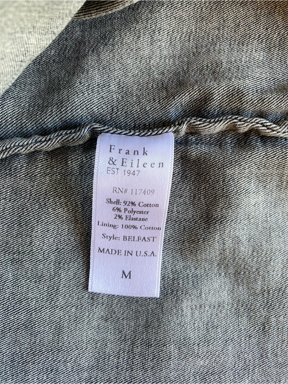 Frank & Eileen Men's Double-Breasted Gray Cotton Pea Coat Sz M - Picture 9 of 10